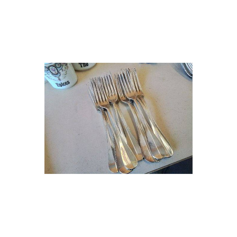 LOT DE 14  FOURCHETTES EN METAL BLANC ARGENTÉ 