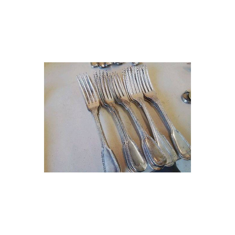 LOT DE 15 FOURCHETTES EN METAL BLANC ARGENTÉ