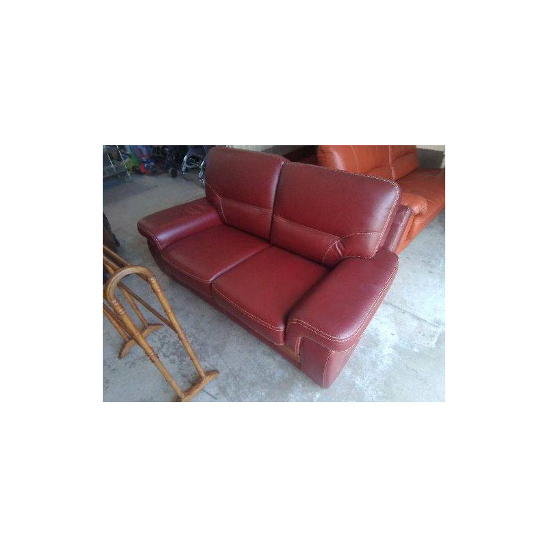 CANAPÉ DEUX PLACES CUIR ROUGES B.MARLY