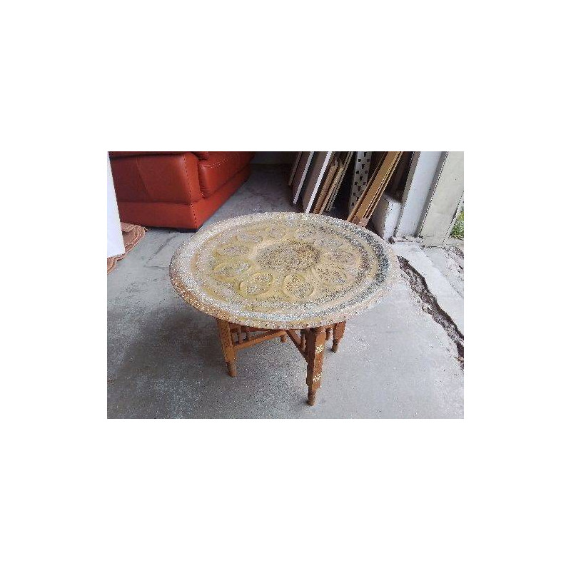 TABLE BASSE PLATEAU EN LAITON MAROCAIN 