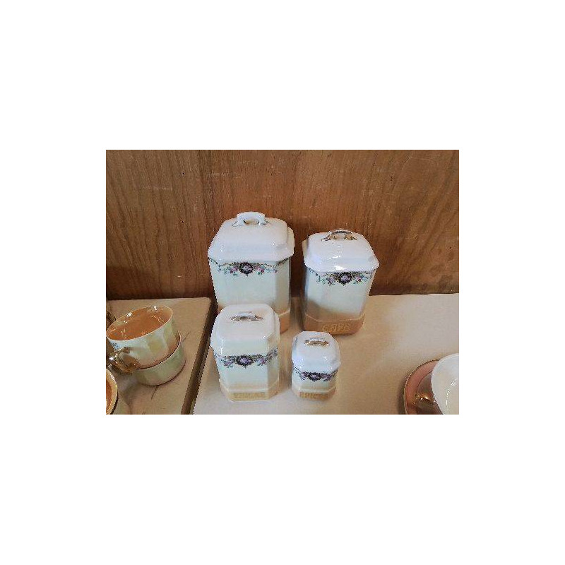 LOT DE 4 POTS À CONDIMENT MOTIF FLORAL 