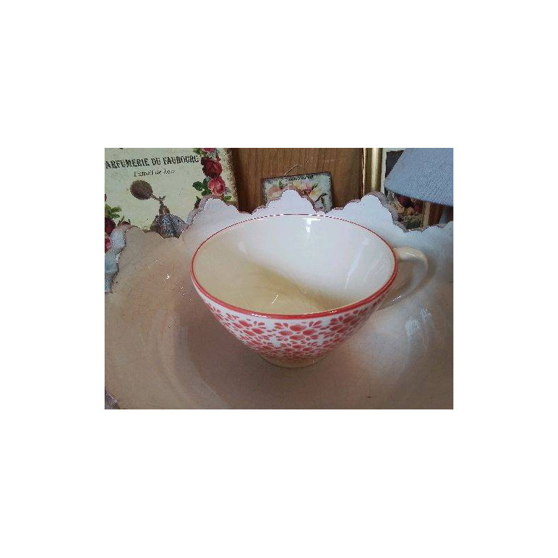 TASSE ROUGE MOTIF FLORAL 