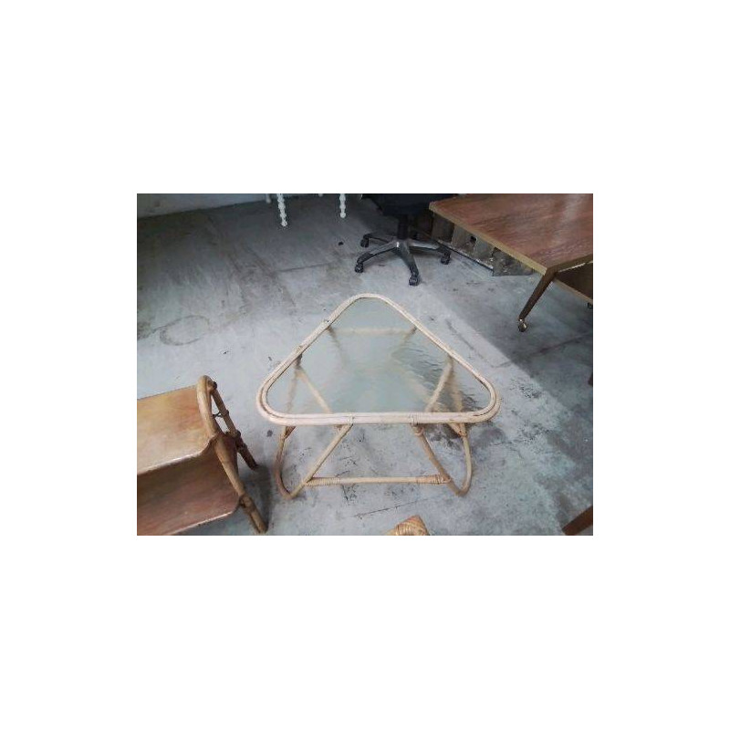 BOUT DE CANAPÉ TABLE ROTIN 