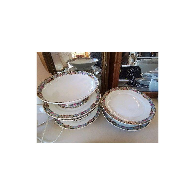 PLAT PRESENTOIRE SUR PIED PORCELAINE MOTIF FLORAL 