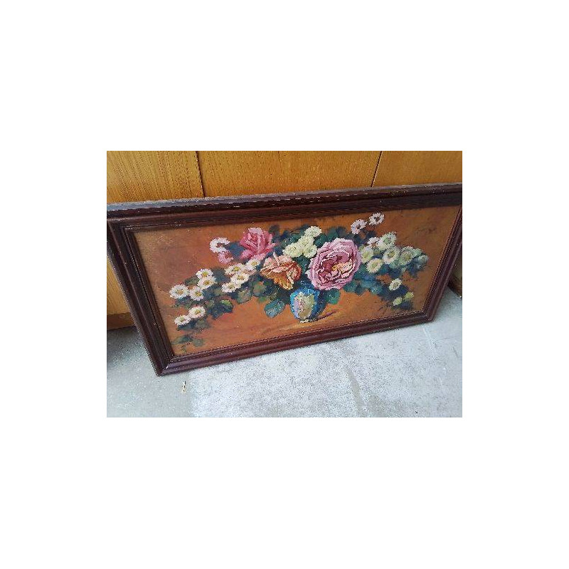 PEINTURE SUR BOIS ’ BOUQUET DE FLEURS’