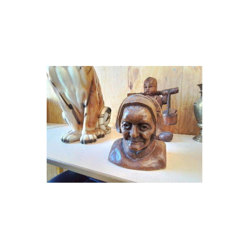 SCULPTURE VISAGE EN BOIS 