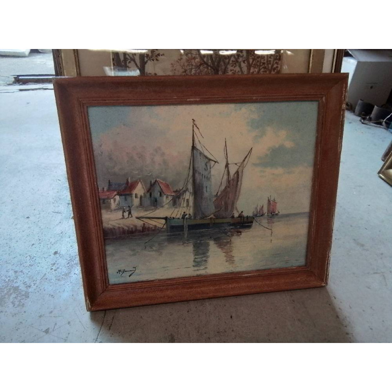 PEINTURE SUR TOILE ’ VOILIER PRES DE LA CÔTE’