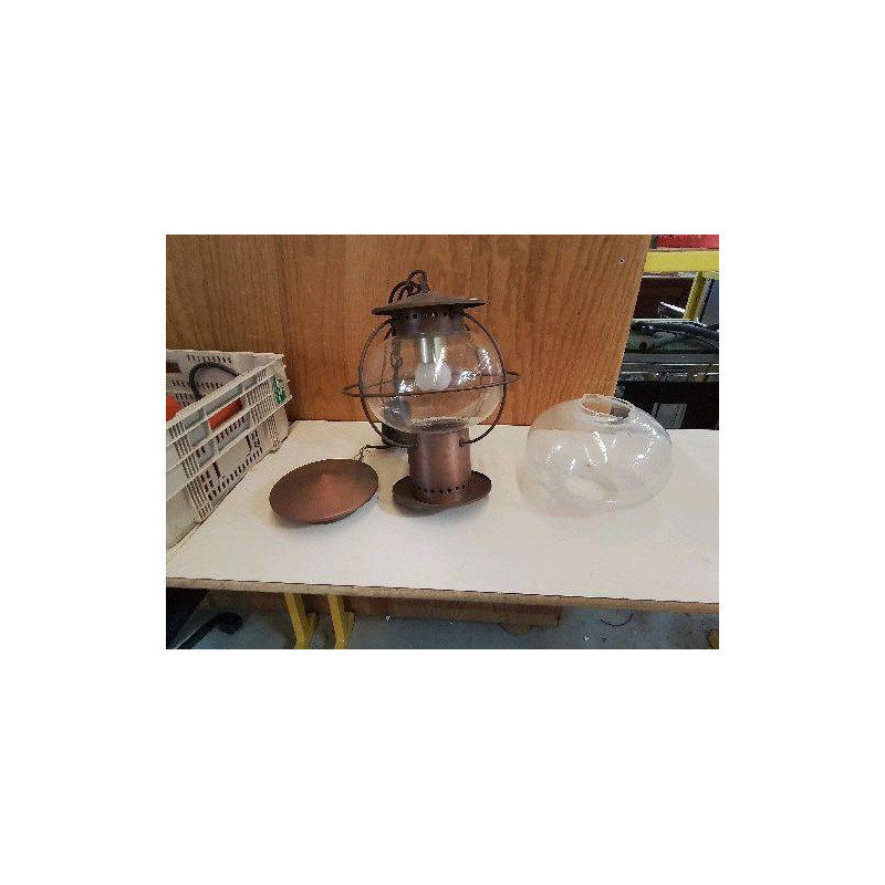 LAMPE TYPE INDUS CUIVRE ET VERRE