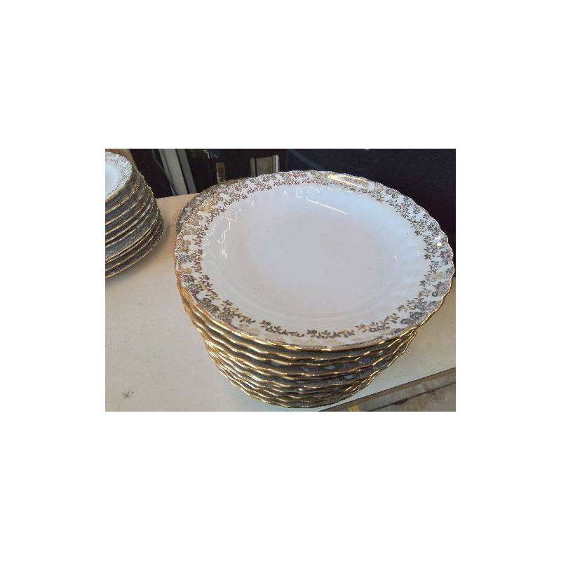 LOT 12 ASSIETTES CREUSES EN PORCELAINE 
