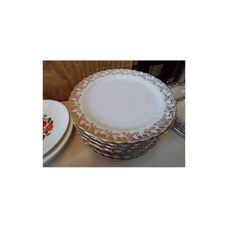 LOT DE 10 ASSIETTES PLATES EN PORCELAINE 