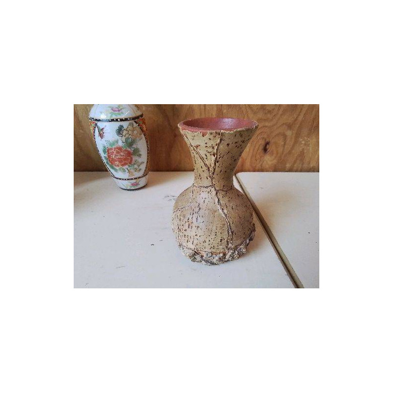 VASE EN GRES ET LIÈGE 
