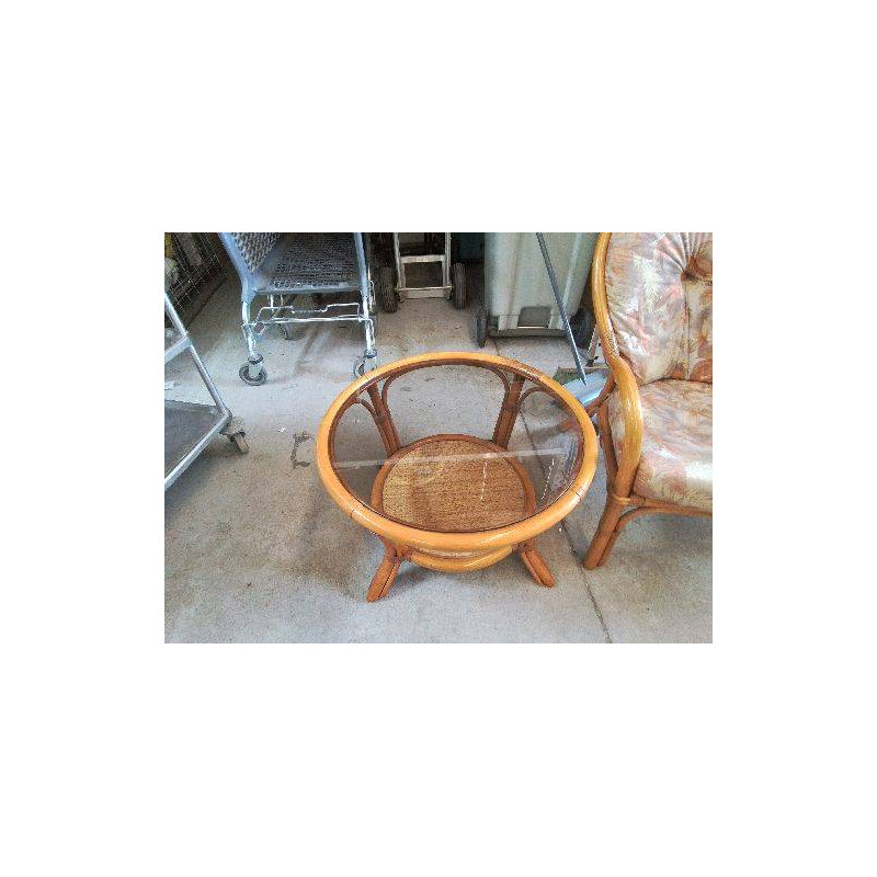 TABLE BASSE RONDE ROTIN 