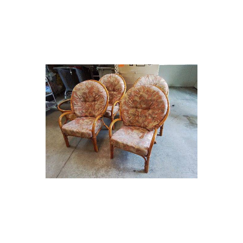 FAUTEUIL ROTIN ASSISE MOTIF FLORAL 