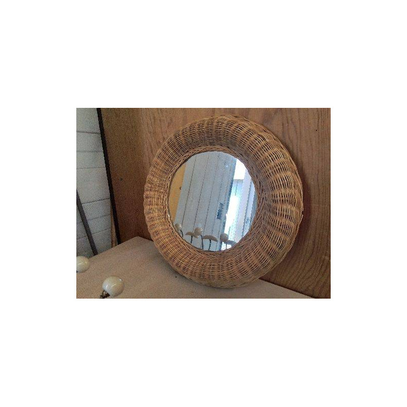 MIROIR ROND CADRE PAILLÉE 