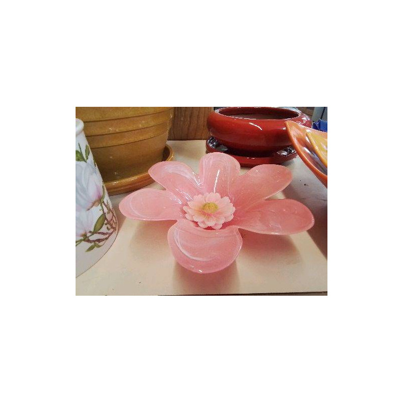 FLEUR ROSE EN VERRE 