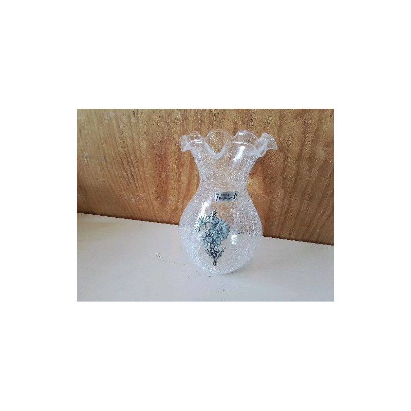 VASE EN VERRE CRAQUELÉ ET ETAIN