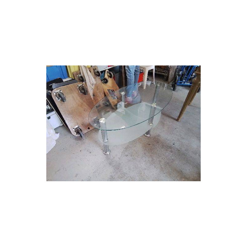 TABLE DE SALON DESIGN CONTEMPORAIN VERRE ET CHROME