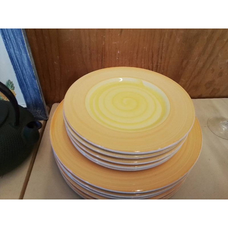 LOT DE 5 ASSIETTES À DESSERT ORANGE 