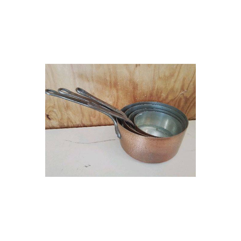 ENSEMBLE DE 4 CASSEROLE EN CUIVRE ETAMÉ
