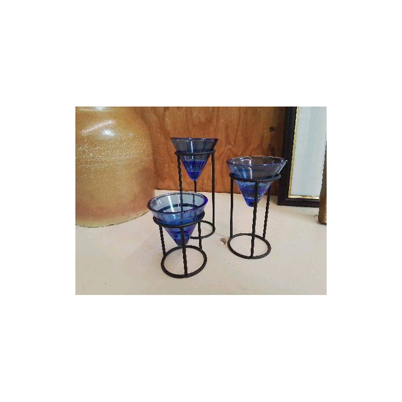 TRIO DECO VERRE BLEU 