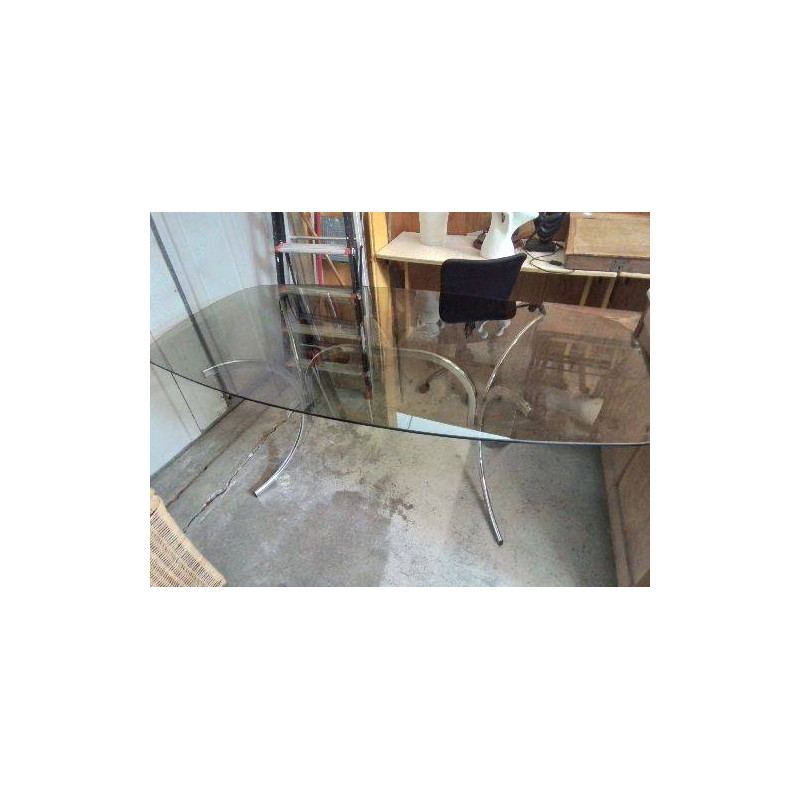 GRANDE TABLE EN VERRE ANNEE 80 