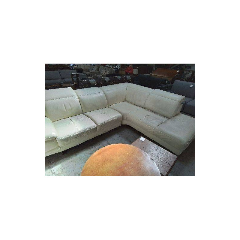 CANAPÉ D’ANGLE EN CUIR BEIGE