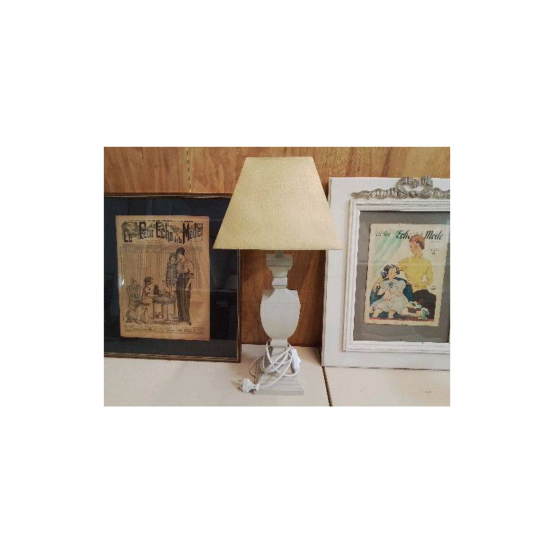 LAMPE GRISE ABAJOUR DORÉ 