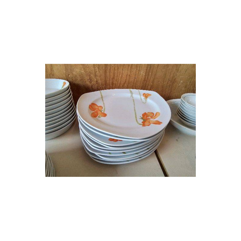 LOT DE 1O PLATES ASSIETTES TRIANGULAIRES MOTIF FLORAL 