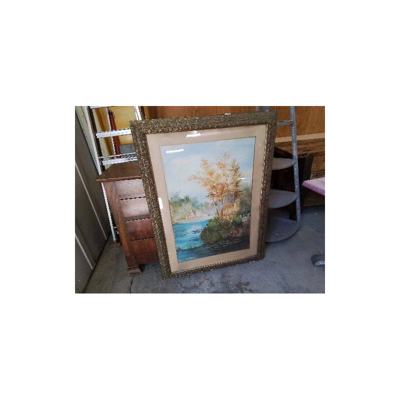 AQUARELLE ’LE MOULIN ET LES SIGNES’ ENCADRÉ 