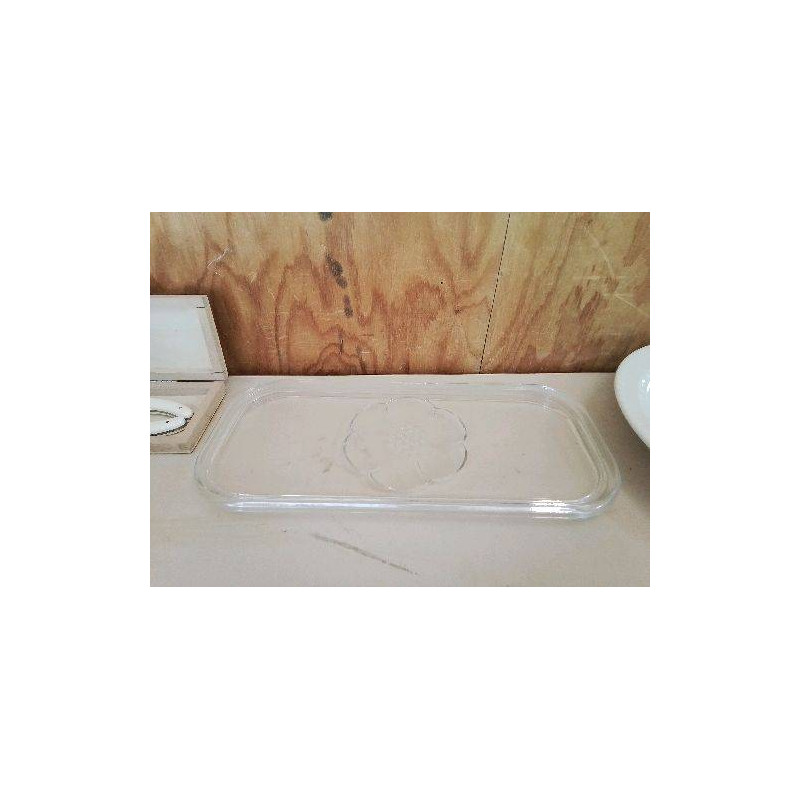 PLAT À CAKE EN VERRE MOTIF FLORAL 