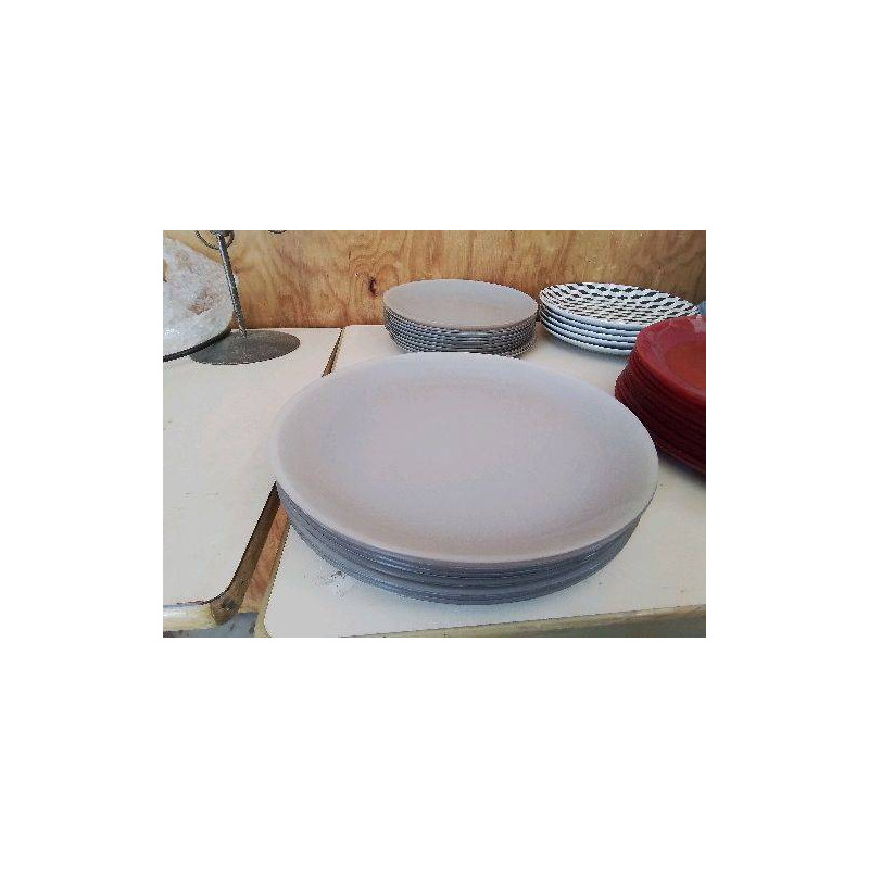 LOT DE 8 ASSIETTES PLATES GRISE