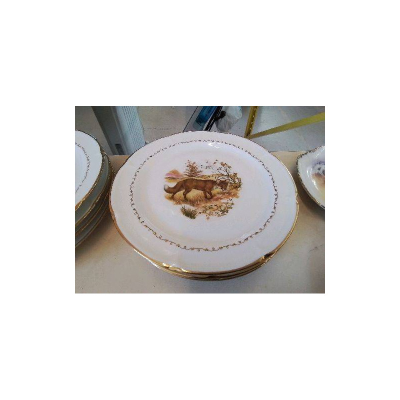 LOT DE 6 ASSIETTES PLATES MOTIF GIBIER CHASSE 
