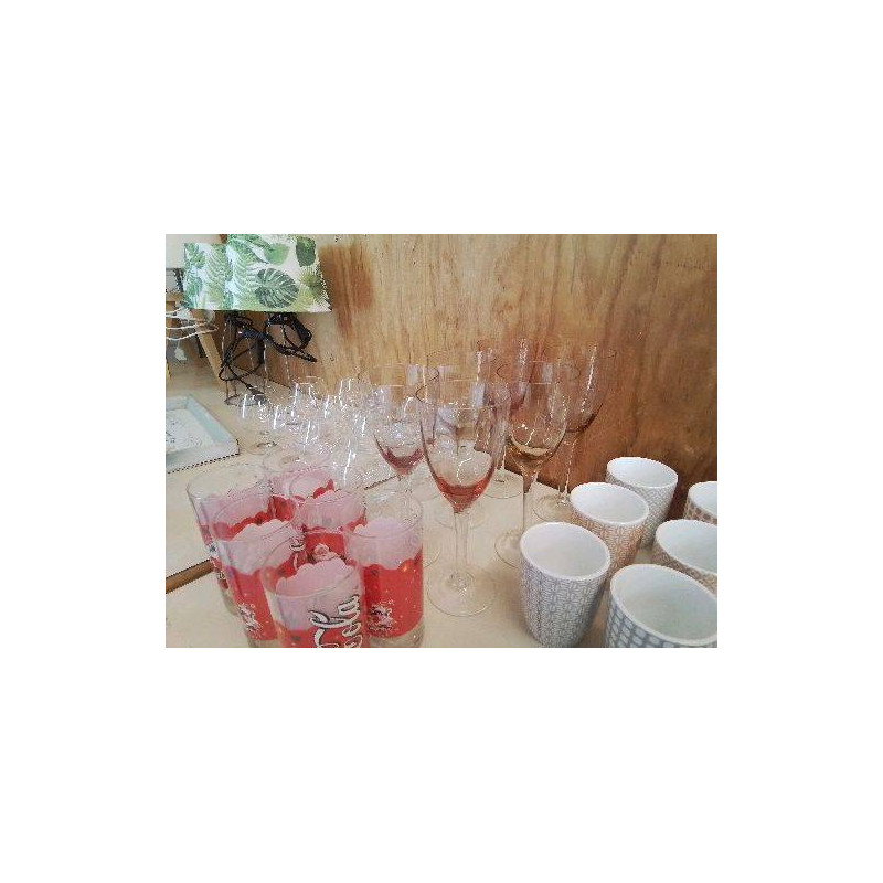 LOT DE 6 VERRE SUR PIED VERRE TINTÉ
