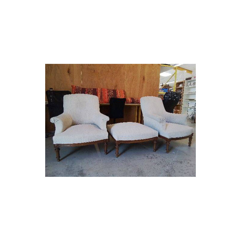 FAUTEUIL GRIS STYLE NAPOLEON III 