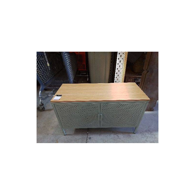 PETIT BUFFET METALIQUE VERT SAUGE ET BOIS REF OVIBJ626540-HJ