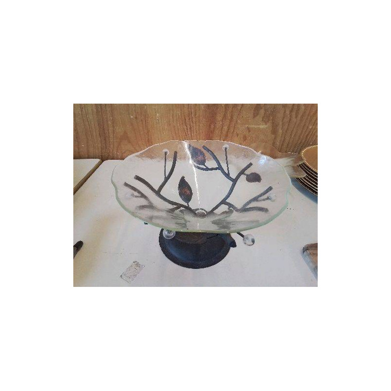 COUPE EN VERRE SCULPTURE METALIQUE 