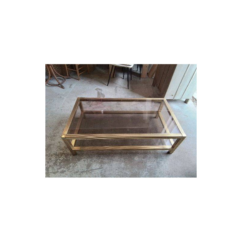 TABLE BASSE DORÉE PLATEAU EN VERRE 