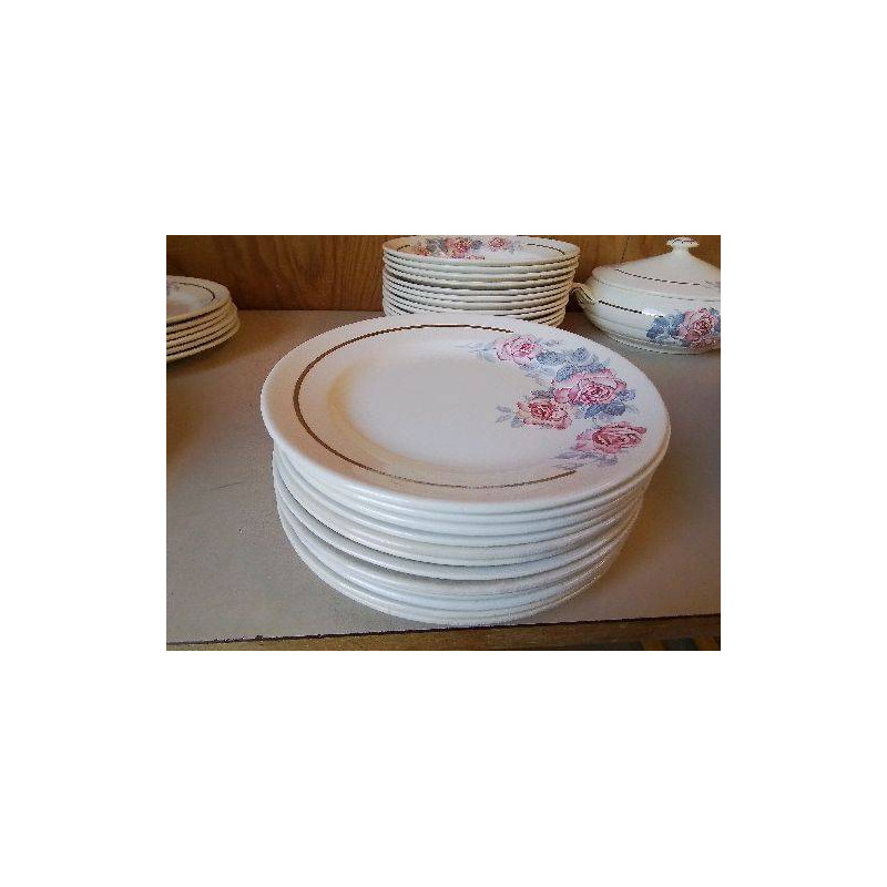 LOT DE 6 ASSIETTES À DESSERT SERGUEMINES AVEC MOTIF ROSES 