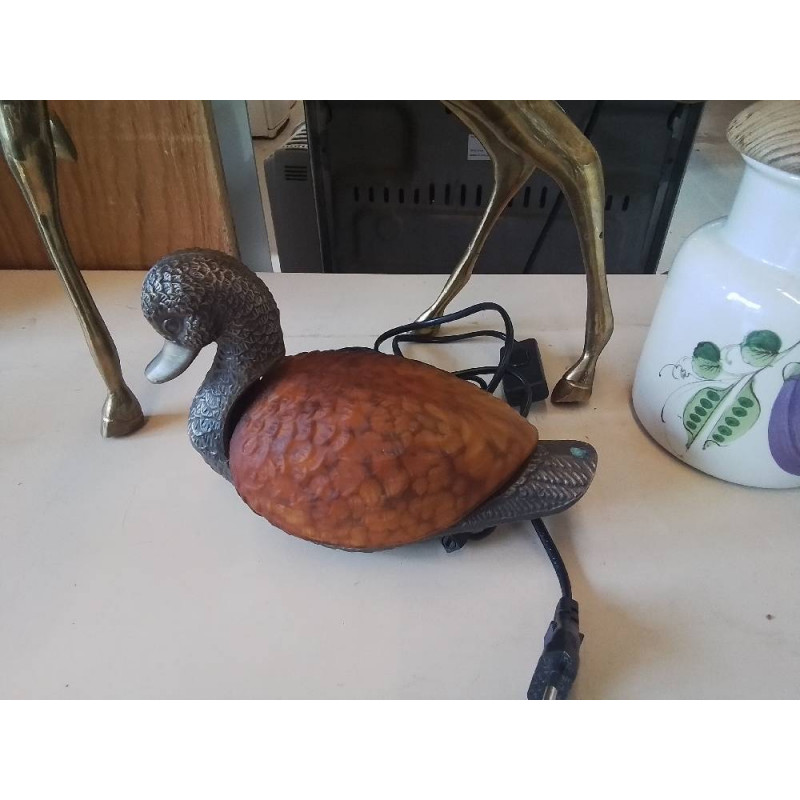 LAMPE CANARD VERRE MOULÉ