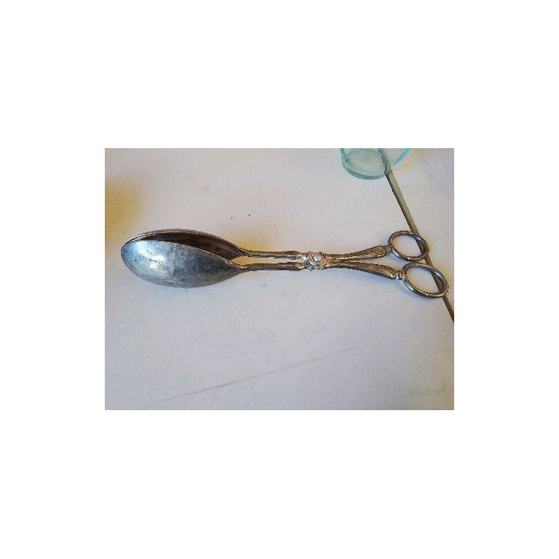 COUVERT A SALADE EN METAL ARGENTÉ 