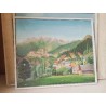 PEINTURE D’UN VILLAGE PERCHÉ DANS LES MONTAGNES